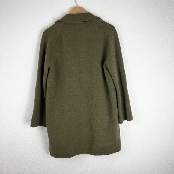 J. Crew Open Front Olive Green Sweater Blazer Coat Medium - Picture 7 of 8